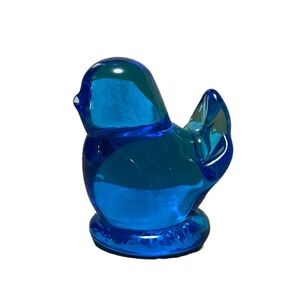1995 Vintage Leo Ward Bluebird of Happiness Art Glass Bird Figurine Signed